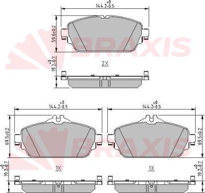 Braxis AA0624 - Тормозные колодки, дисковые, комплект autospares.lv