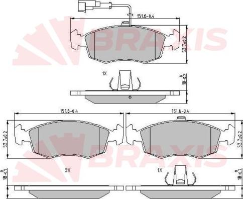 Braxis AA0625 - Тормозные колодки, дисковые, комплект autospares.lv