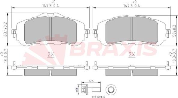 Braxis AA0623 - Тормозные колодки, дисковые, комплект autospares.lv