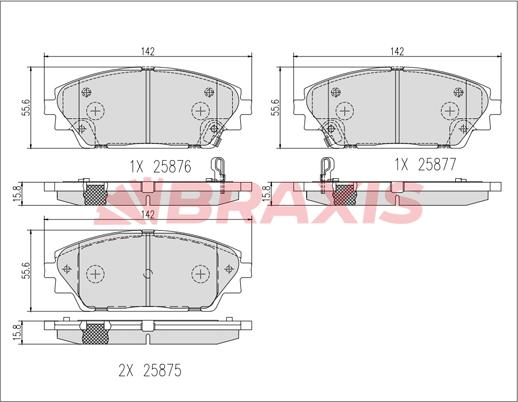 Braxis AA0671 - Тормозные колодки, дисковые, комплект autospares.lv