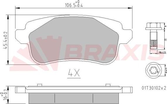 Braxis AA0672 - Тормозные колодки, дисковые, комплект autospares.lv