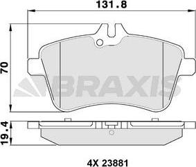 Braxis AA0099 - Тормозные колодки, дисковые, комплект autospares.lv