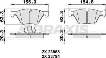 Braxis AA0090 - Тормозные колодки, дисковые, комплект autospares.lv