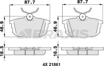 Braxis AA0093 - Тормозные колодки, дисковые, комплект autospares.lv