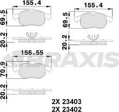 Braxis AA0045 - Тормозные колодки, дисковые, комплект autospares.lv