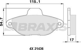 Braxis AA0006 - Тормозные колодки, дисковые, комплект autospares.lv