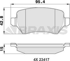 Braxis AA0015 - Тормозные колодки, дисковые, комплект autospares.lv