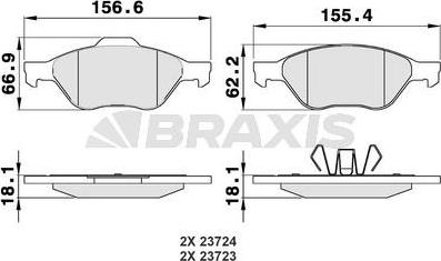 Braxis AA0010 - Тормозные колодки, дисковые, комплект autospares.lv