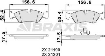 Braxis AA0038 - Тормозные колодки, дисковые, комплект autospares.lv