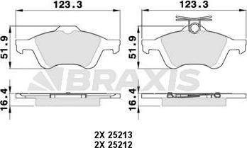 Braxis AA0025 - Тормозные колодки, дисковые, комплект autospares.lv