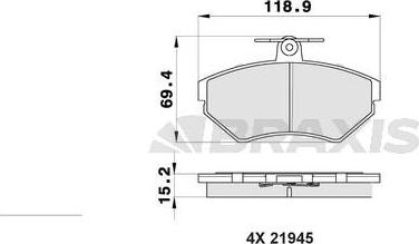 Braxis AA0028 - Тормозные колодки, дисковые, комплект autospares.lv