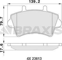 Braxis AA0072 - Тормозные колодки, дисковые, комплект autospares.lv