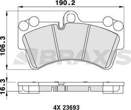 Braxis AA0199 - Тормозные колодки, дисковые, комплект autospares.lv