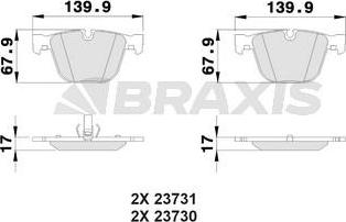 Braxis AA0194 - Тормозные колодки, дисковые, комплект autospares.lv