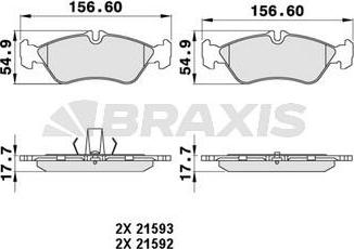 Braxis AA0198 - Тормозные колодки, дисковые, комплект autospares.lv