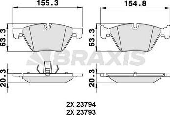 Braxis AA0143 - Тормозные колодки, дисковые, комплект autospares.lv