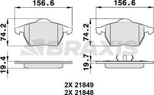 Braxis AA0147 - Тормозные колодки, дисковые, комплект autospares.lv