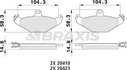 Braxis AA0155 - Тормозные колодки, дисковые, комплект autospares.lv