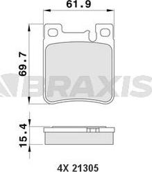 Braxis AA0163 - Тормозные колодки, дисковые, комплект autospares.lv