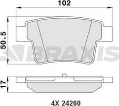 Braxis AA0162 - Тормозные колодки, дисковые, комплект autospares.lv