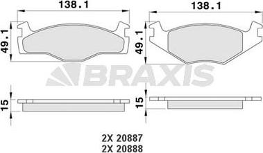 Braxis AA0167 - Тормозные колодки, дисковые, комплект autospares.lv