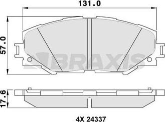 Braxis AA0107 - Тормозные колодки, дисковые, комплект autospares.lv