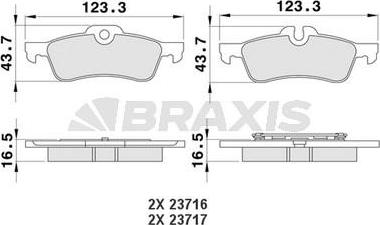 Braxis AA0115 - Тормозные колодки, дисковые, комплект autospares.lv