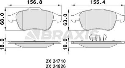 Braxis AA0116 - Тормозные колодки, дисковые, комплект autospares.lv