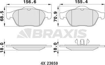 Braxis AA0111 - Тормозные колодки, дисковые, комплект autospares.lv