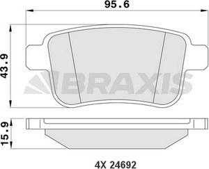 Braxis AA0189 - Тормозные колодки, дисковые, комплект autospares.lv