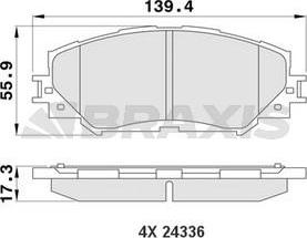 Braxis AA0188 - Тормозные колодки, дисковые, комплект autospares.lv