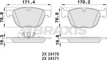 Braxis AA0183 - Тормозные колодки, дисковые, комплект autospares.lv