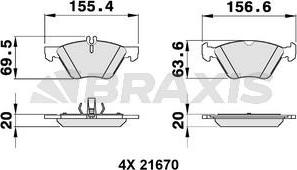 Braxis AA0139 - Тормозные колодки, дисковые, комплект autospares.lv