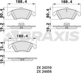 Braxis AA0134 - Тормозные колодки, дисковые, комплект autospares.lv