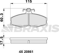 Braxis AA0129 - Тормозные колодки, дисковые, комплект autospares.lv