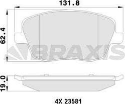 Braxis AA0127 - Тормозные колодки, дисковые, комплект autospares.lv