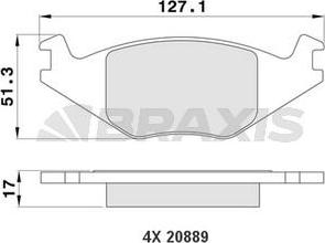 Braxis AA0179 - Тормозные колодки, дисковые, комплект autospares.lv