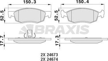 Braxis AA0178 - Тормозные колодки, дисковые, комплект autospares.lv