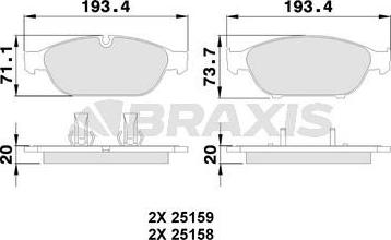 Braxis AA0393 - Тормозные колодки, дисковые, комплект autospares.lv