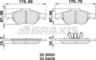 Braxis AA0340 - Тормозные колодки, дисковые, комплект autospares.lv