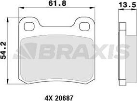 Braxis AA0359 - Тормозные колодки, дисковые, комплект autospares.lv