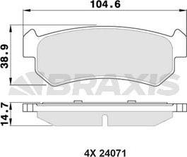 Braxis AA0354 - Тормозные колодки, дисковые, комплект autospares.lv