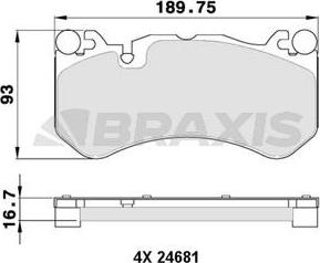 Braxis AA0356 - Тормозные колодки, дисковые, комплект autospares.lv