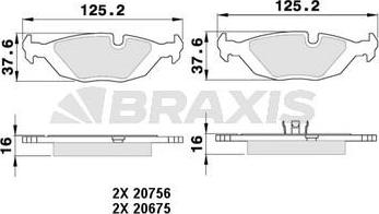 Braxis AA0361 - Тормозные колодки, дисковые, комплект autospares.lv