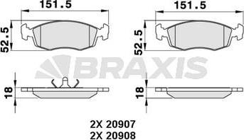 Braxis AA0300 - Тормозные колодки, дисковые, комплект autospares.lv