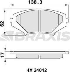 Braxis AA0303 - Тормозные колодки, дисковые, комплект autospares.lv