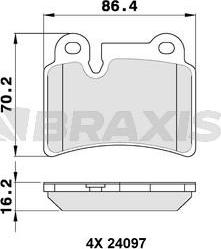 Braxis AA0313 - Тормозные колодки, дисковые, комплект autospares.lv