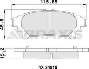 Braxis AA0385 - Тормозные колодки, дисковые, комплект autospares.lv