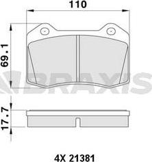 Braxis AA0380 - Тормозные колодки, дисковые, комплект autospares.lv