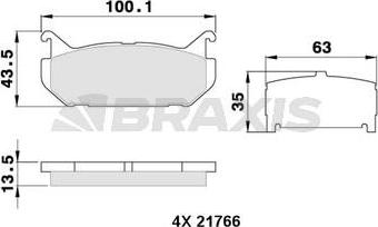 Braxis AA0335 - Тормозные колодки, дисковые, комплект autospares.lv